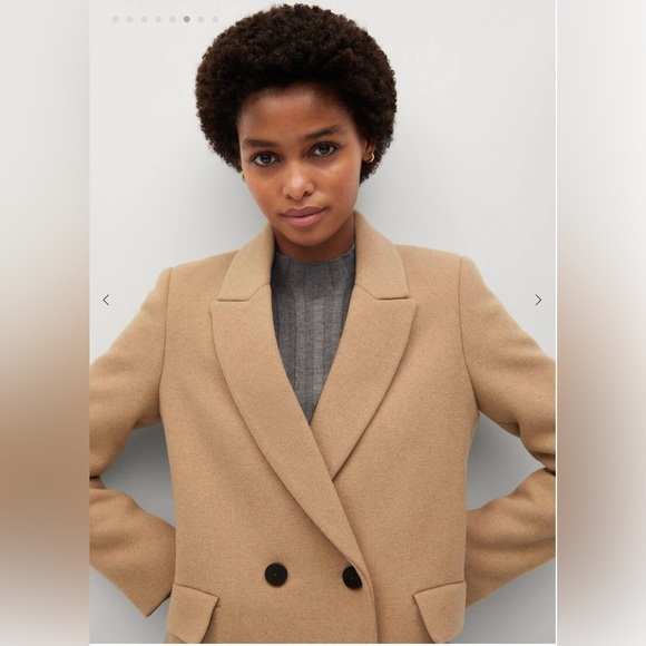 NWT Mango Dali Tan Double-breasted wool coat M - Picture 3 of 9